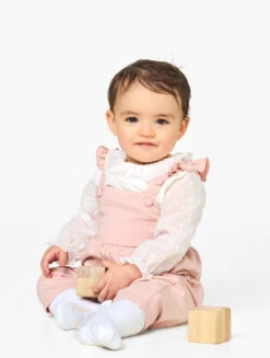 Baby Girls Pink Dungaree Set