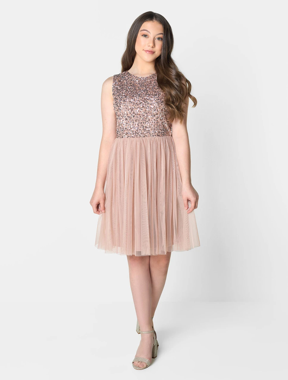 Maya Teen Girls Taupe Blush Party Dress 3 Maya Teen Girls Taupe Blush Party Dress