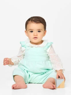 Baby Girls Mint Dungaree Set
