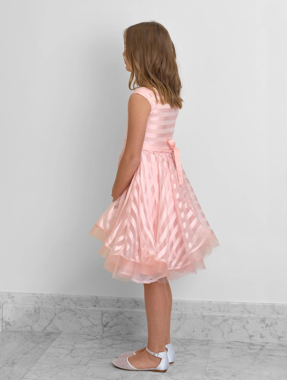 Girls Pink Bridesmaid Dress 4 Girls Pink Bridesmaid Dress - Image 2