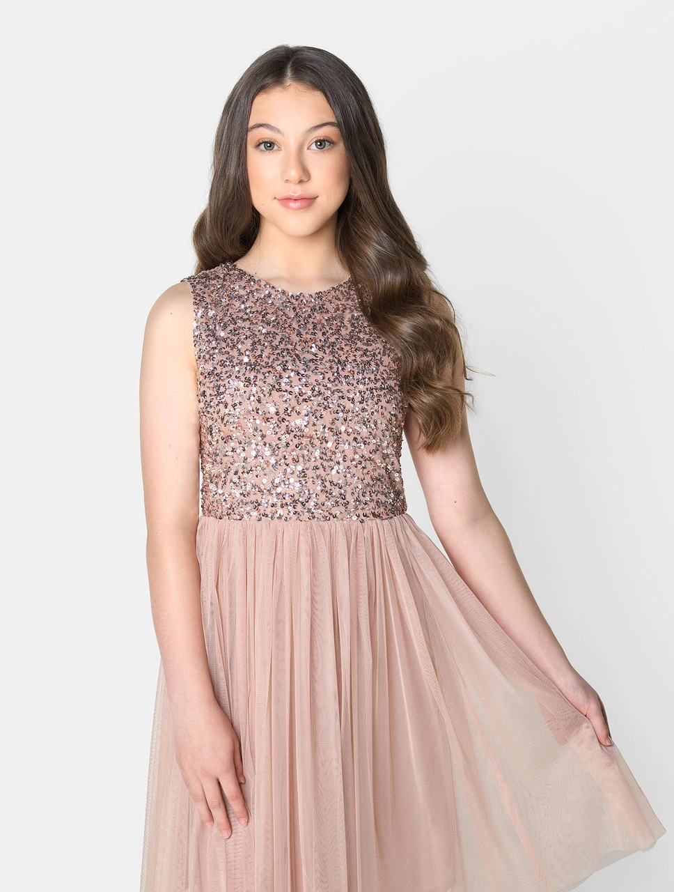Maya Teen Girls Taupe Blush Party Dress 4 Maya Teen Girls Taupe Blush Party Dress - Image 2