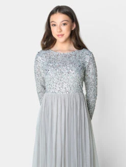 Maya Teen Girls Silver Grey Party Dress 7 Maya Teen Girls Silver Grey Party Dress -Stylish Children's Clothing Store 03 62329.1635429607