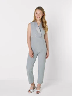 Girls Grey Double Breasted Jumpsuit -Stylish Children's Clothing Store 04 22 87017.1626788343