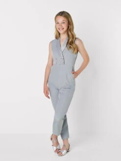 Girls Grey Double Breasted Jumpsuit -Stylish Children's Clothing Store 05 11 79235.1626788344