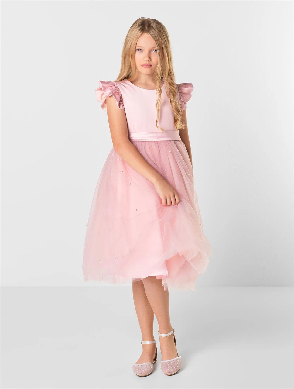 Girls Pink Pearl Dress - Rhea 7 Girls Pink Pearl Dress - Rhea - Image 5