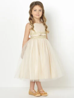 Girls Champagne Flower Girl Dress