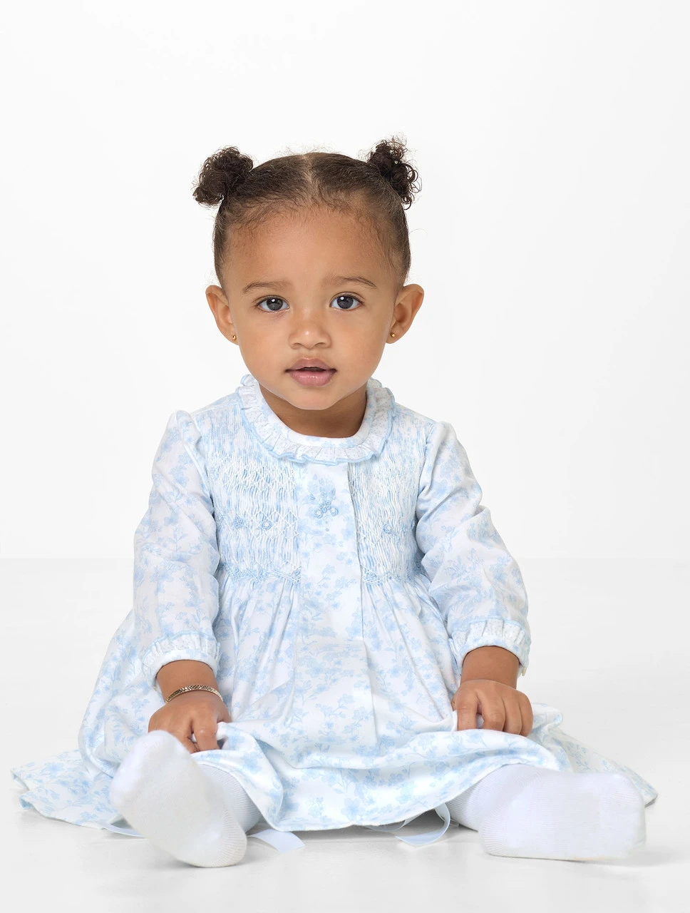 Baby Girls White And Blue Dress 3 Baby Girls White And Blue Dress