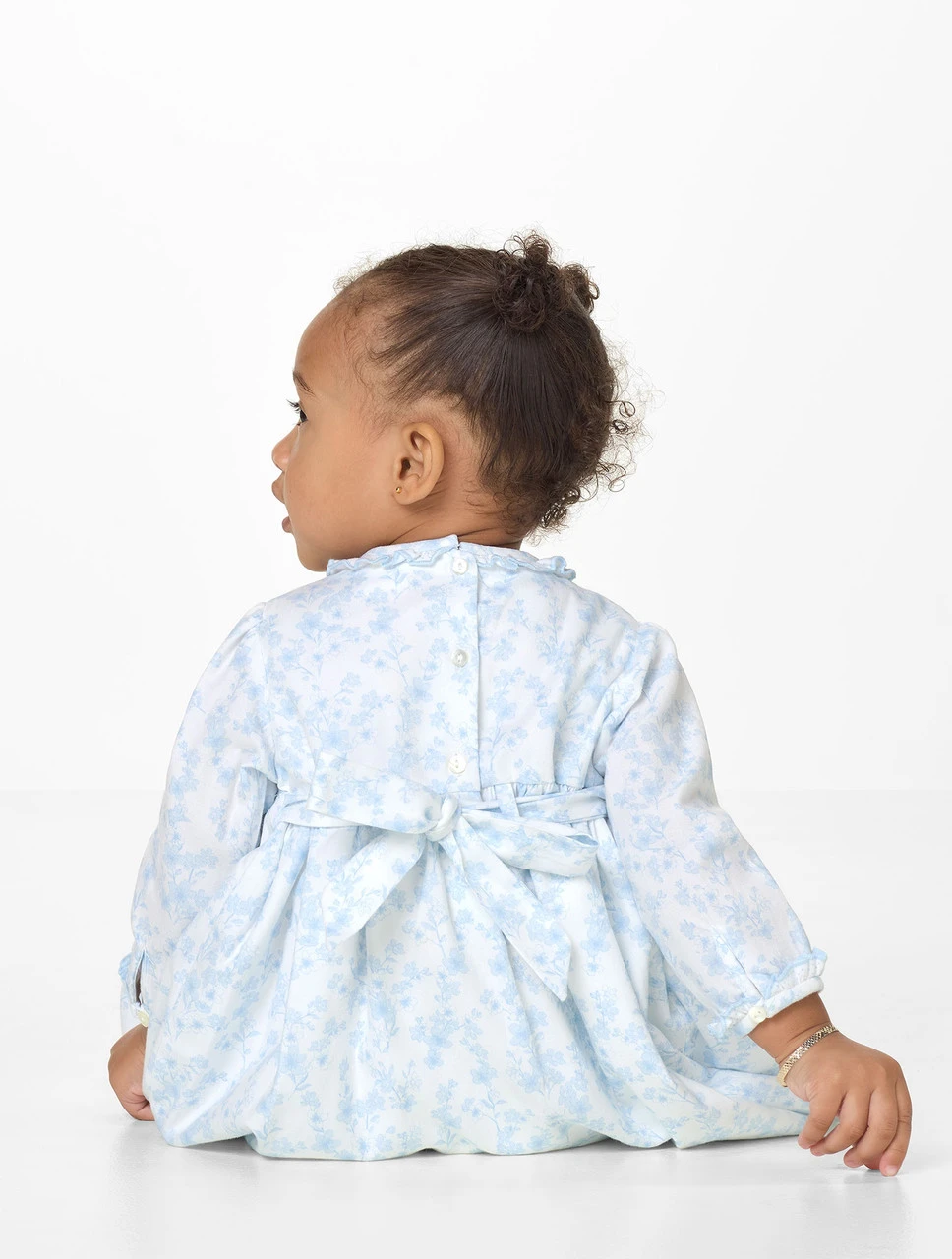 Baby Girls White And Blue Dress 4 Baby Girls White And Blue Dress - Image 2