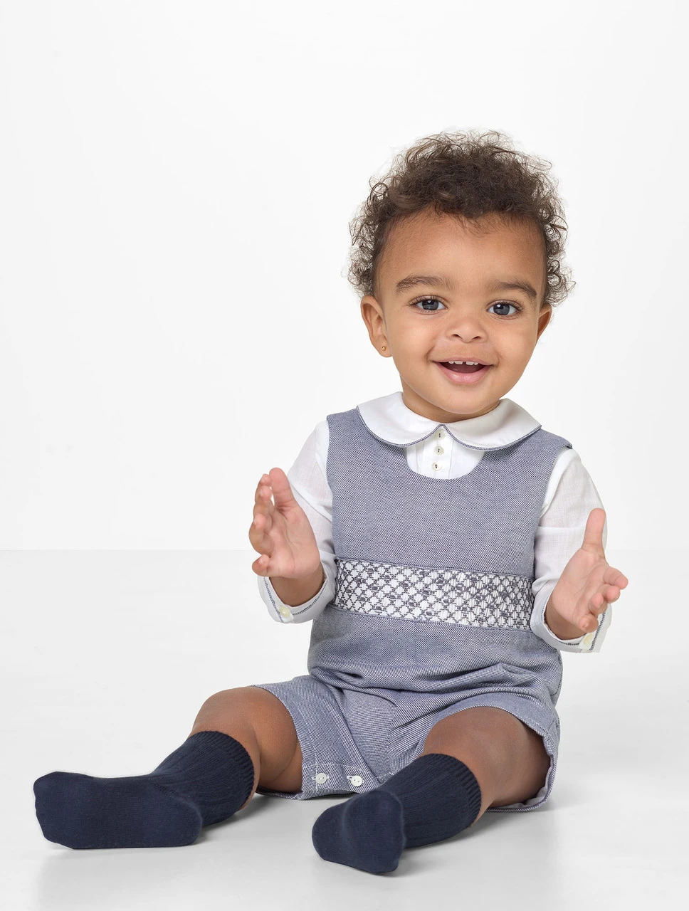 Sarah Louise Baby Boys Ivory & Grey Romper 3 Sarah Louise Baby Boys Ivory & Grey Romper