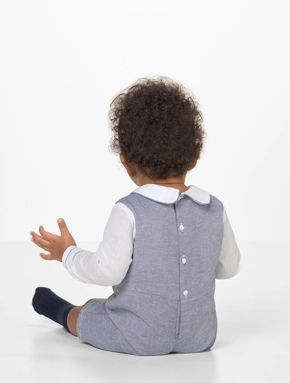 Sarah Louise Baby Boys Ivory & Grey Romper 4 Sarah Louise Baby Boys Ivory & Grey Romper - Image 2