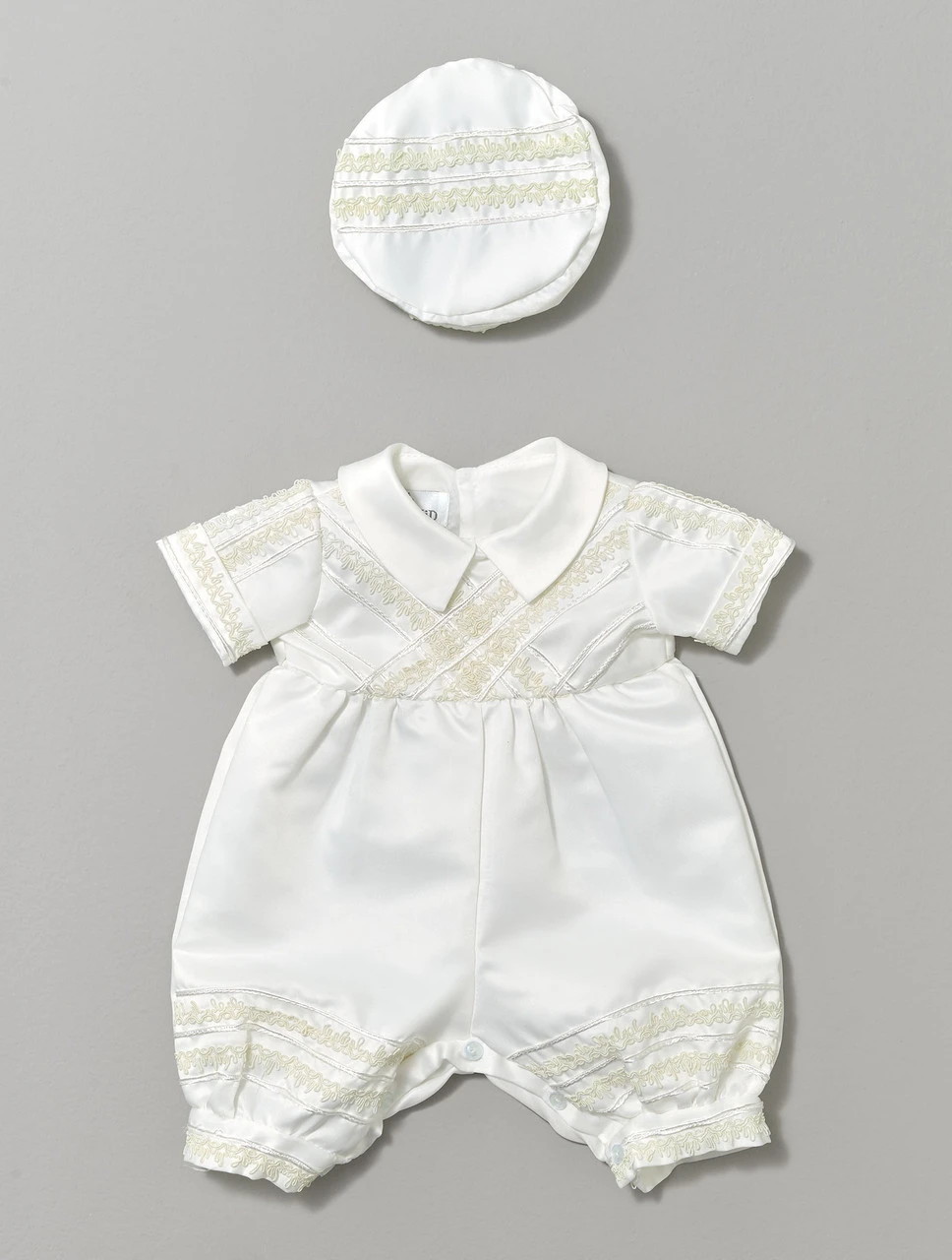 Boys Ivory Christening Romper 4 Boys Ivory Christening Romper - Image 2