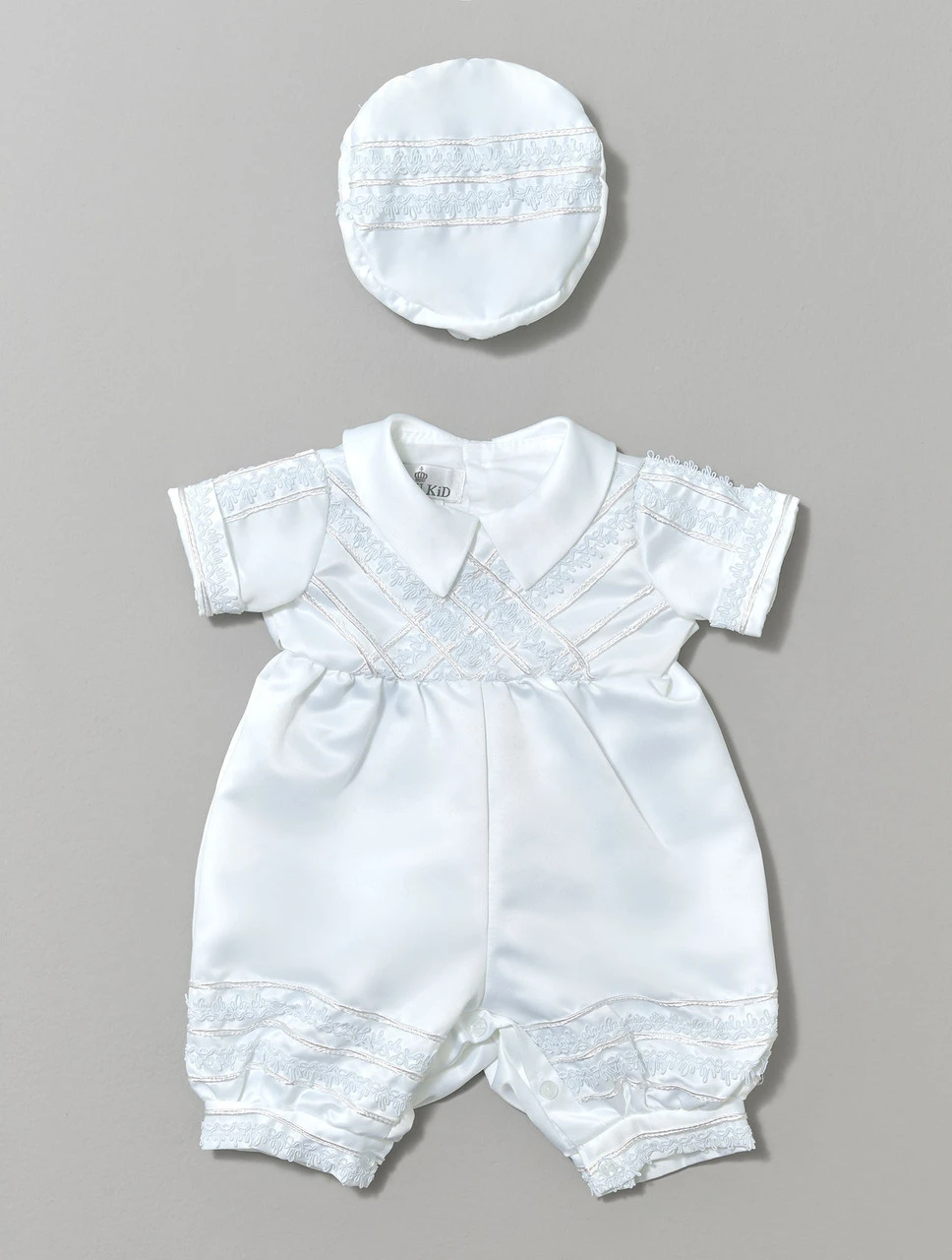 Boys White Christening Romper 4 Boys White Christening Romper - Image 2