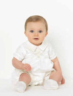 Boys Ivory Christening Romper