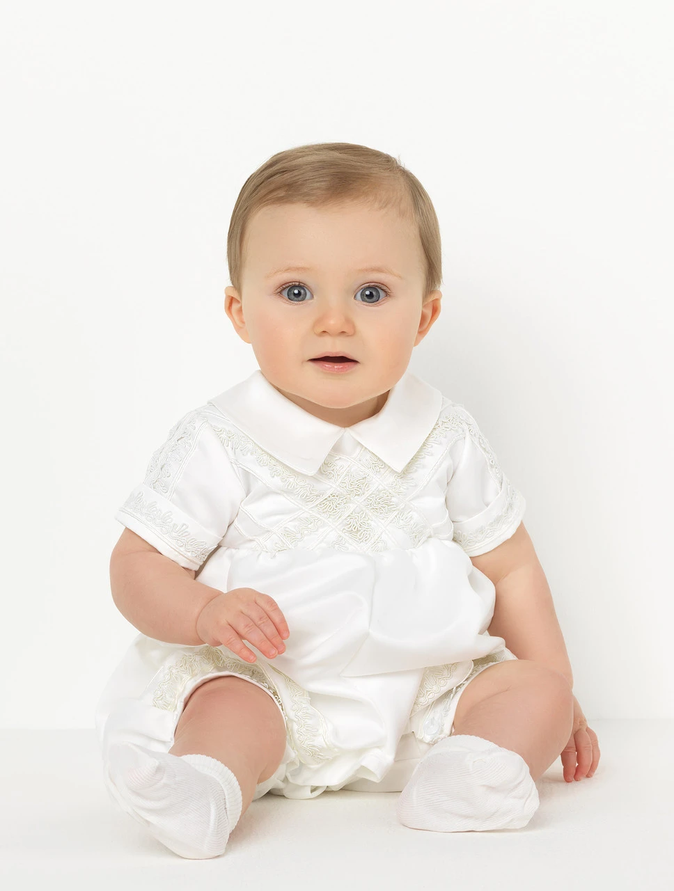 Boys Ivory Christening Romper 3 Boys Ivory Christening Romper
