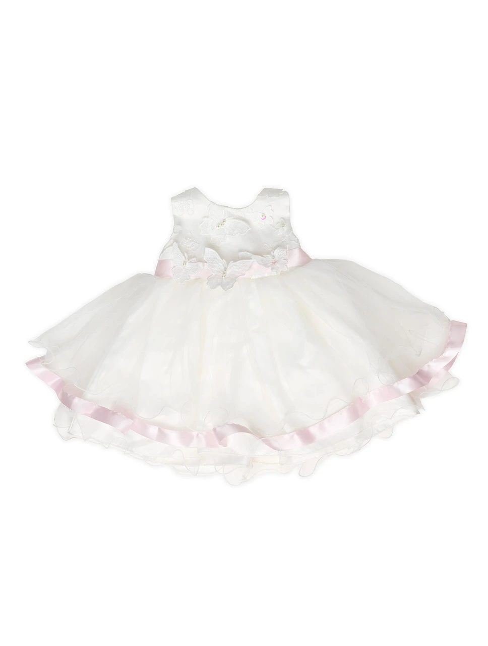 Baby Girls Ivory & Pink Flower Girl Dress 5 Baby Girls Ivory & Pink Flower Girl Dress - Image 3