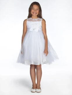 Girls White Flower Girl Dress