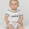Baby Boys Ivory & Navy Christening Romper 1 Baby Boys Ivory & Navy Christening Romper -Stylish Children's Clothing Store 1 137 62 01206.1619021450