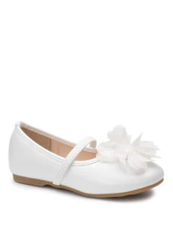 Baby Girls White Flower Shoes