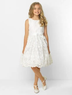 White Flower Girls Dress