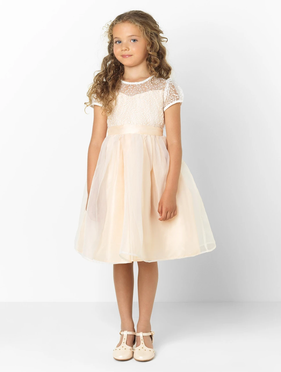 Girls Champagne Eloquence Dress 3 Girls Champagne Eloquence Dress