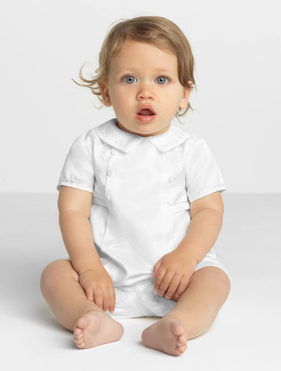 Sarah Louise Boys White Romper 3 Sarah Louise Boys White Romper