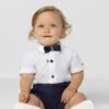 Ponto Por Ponto White & Navy Baby Boys Outfit -Stylish Children's Clothing Store 1 147 52 08498.1619021484