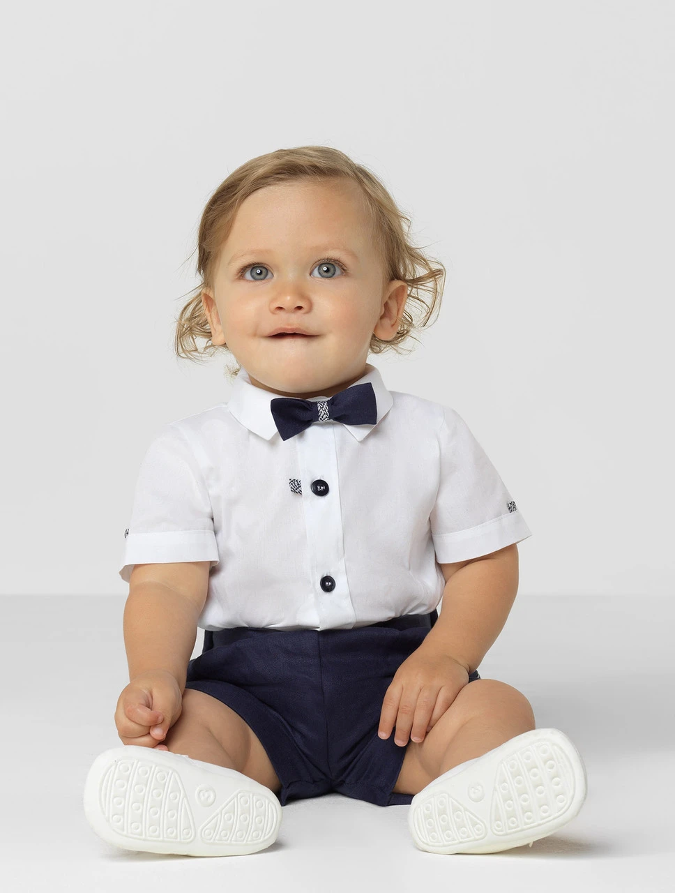 Ponto Por Ponto White & Navy Baby Boys Outfit 3 Ponto Por Ponto White & Navy Baby Boys Outfit