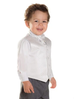 Baby Boys White & Grey Waistcoat Suit