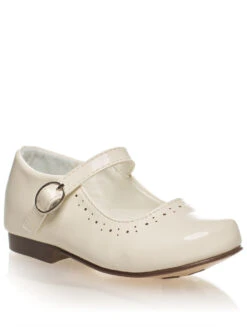 Girls Cream Patent Formal Shoes
