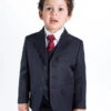 Baby Boys Navy Suit With Burgundy Tie