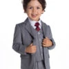 Baby Boys Grey Suit With Red Tie 2 Baby Boys Grey Suit With Red Tie -Stylish Children's Clothing Store 1 85 18 50147.1619021387
