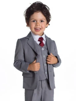 Baby Boys Grey Suit With Red Tie