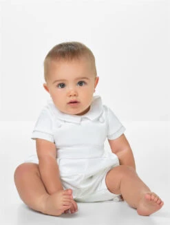 Roco White Christening Romper - Rome