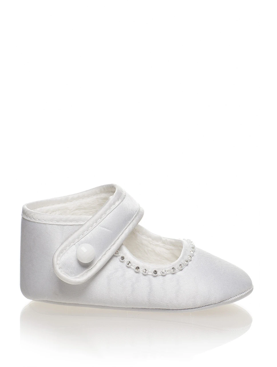 White Baby Girls Christening Shoes 4 White Baby Girls Christening Shoes - Image 2