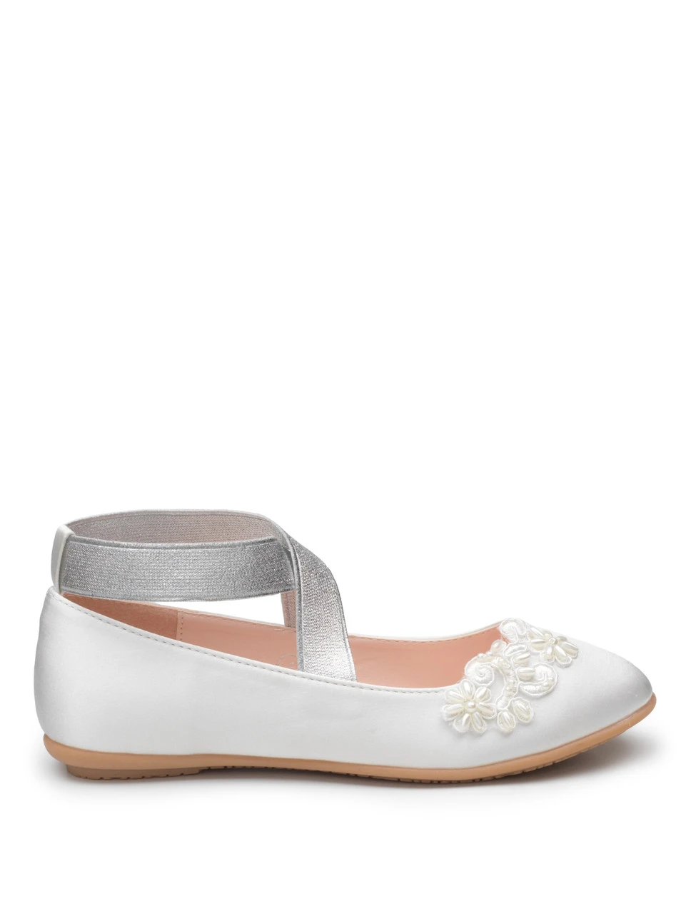 Girls Ivory And Silver Bridesmaid Shoes 4 Girls Ivory And Silver Bridesmaid Shoes - Image 2