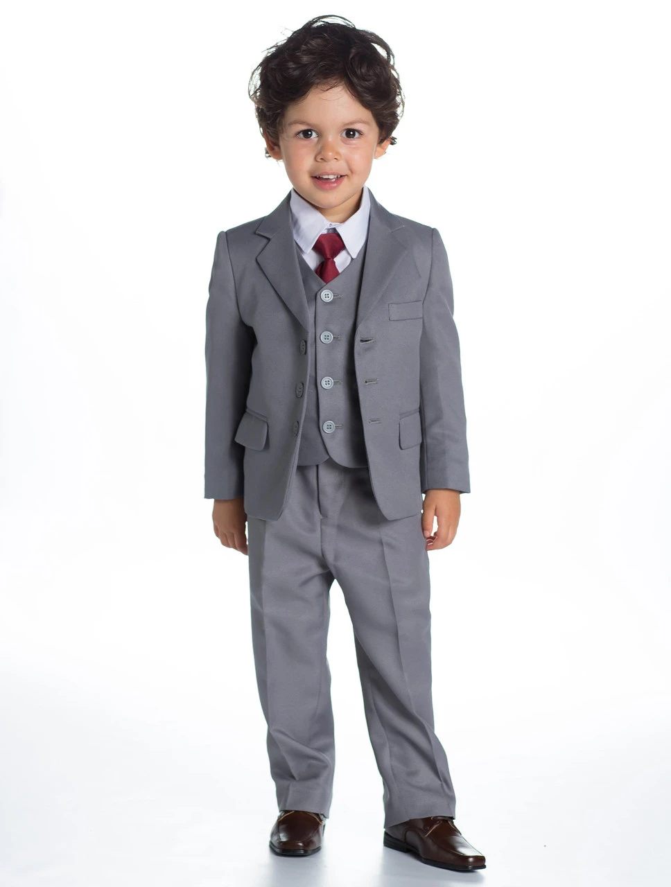 Baby Boys Grey Suit With Red Tie 4 Baby Boys Grey Suit With Red Tie - Image 2