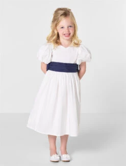 Ivory & Navy Flower Girls Dress - Prim