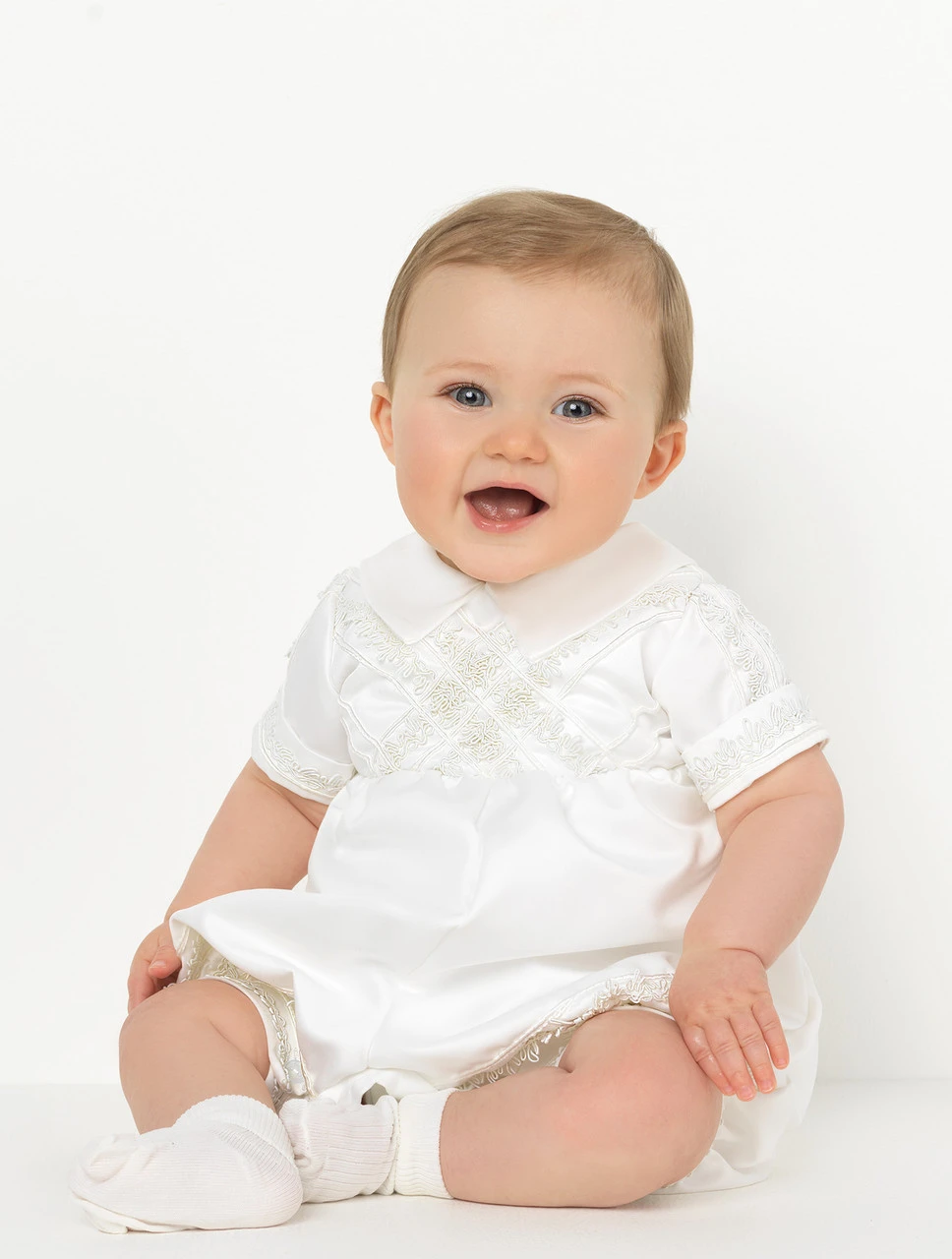 Boys Ivory Christening Romper 7 Boys Ivory Christening Romper - Image 5