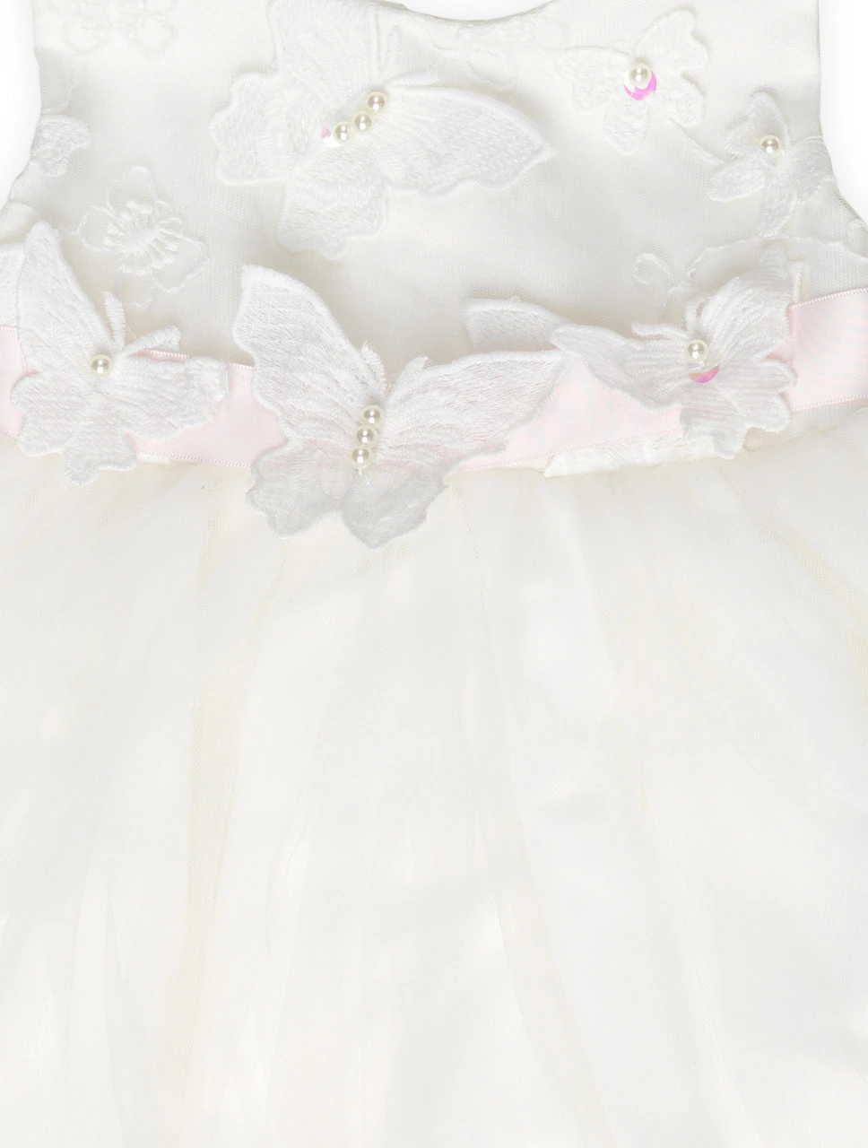 Baby Girls Ivory & Pink Flower Girl Dress 6 Baby Girls Ivory & Pink Flower Girl Dress - Image 4