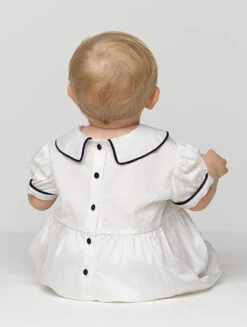 Baby Boys Ivory & Navy Christening Romper -Stylish Children's Clothing Store 3 103 46 74868.1619021452