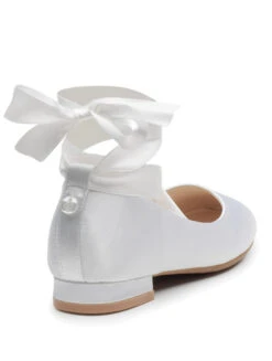 Girls White Satin Wrap Eloquence Shoes -Stylish Children's Clothing Store 3 112 107 04076.1619021492