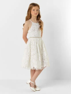 Girls Ivory Eloquence Dress With White Belt -Stylish Children's Clothing Store 3 112 82 75677.1619021491