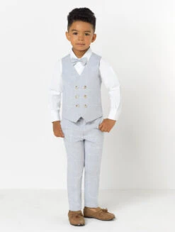 Boys Checked Light Blue Waistcoat Suit -Stylish Children's Clothing Store 3 113 5 63483.1619021494