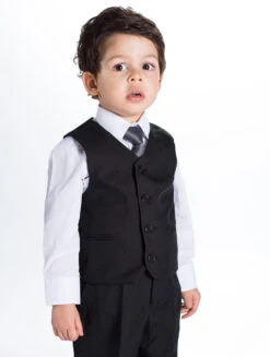 Baby Boys Black Suit With Silver Tie -Stylish Children's Clothing Store 3 50 5 40392.1619021382