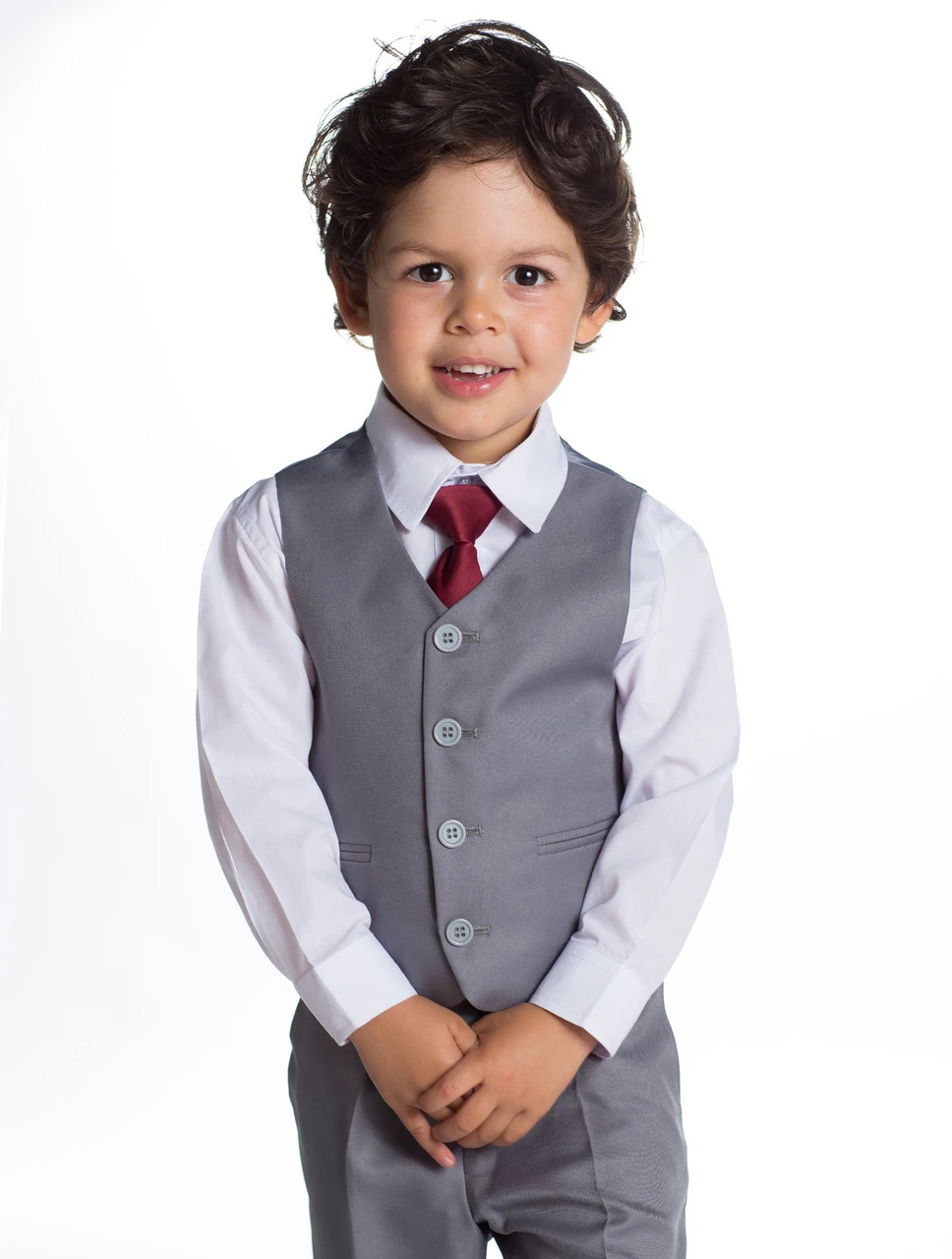 Baby Boys Grey Suit With Red Tie 5 Baby Boys Grey Suit With Red Tie - Image 3