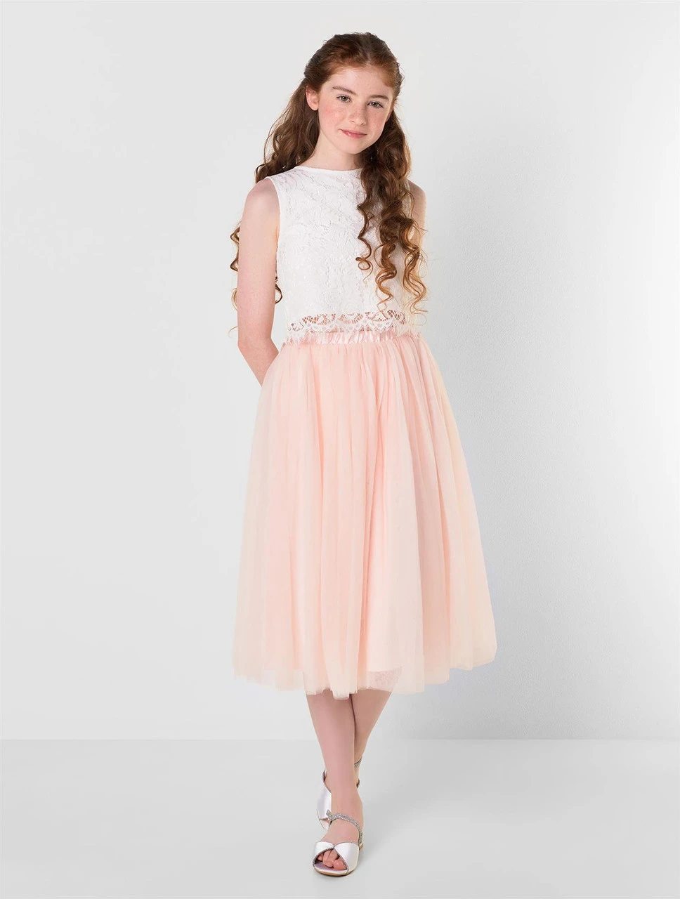 Girls Blush Pink Midi Skirt - Willow 4 Girls Blush Pink Midi Skirt - Willow - Image 2