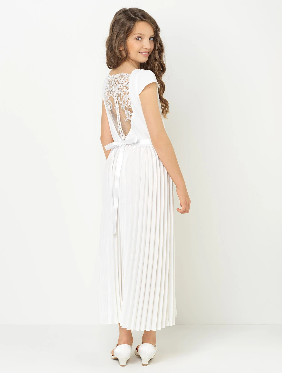 Girls Ivory Dress & Crystal Belt 5 Girls Ivory Dress & Crystal Belt - Image 3