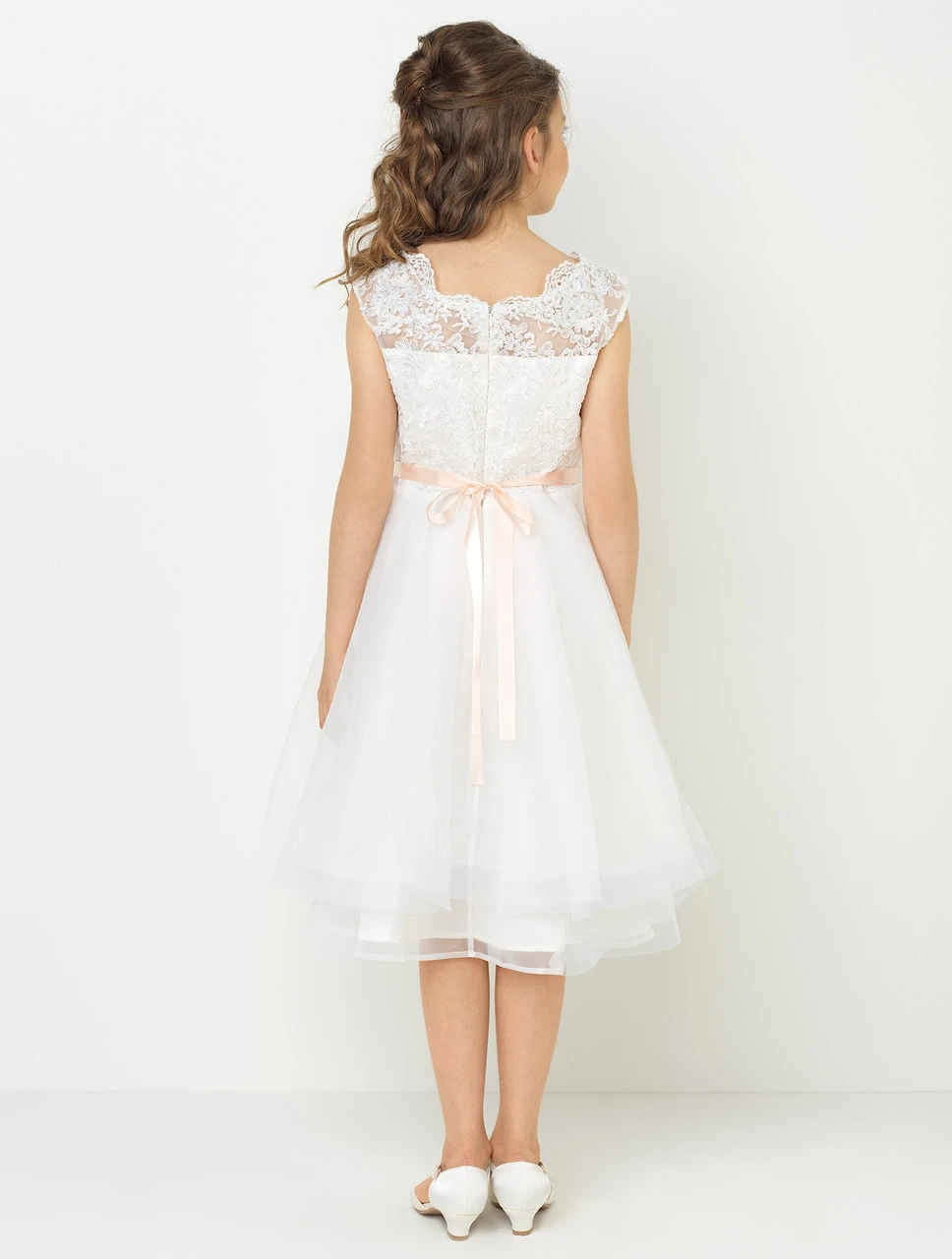 Girls Ivory Dress & Diamond Belt 5 Girls Ivory Dress & Diamond Belt - Image 3