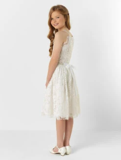 Girls Ivory Eloquence Dress With White Belt -Stylish Children's Clothing Store 4 96 54 91801.1619021492