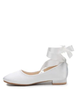 Girls White Satin Wrap Eloquence Shoes -Stylish Children's Clothing Store 4 96 75 92746.1619021493